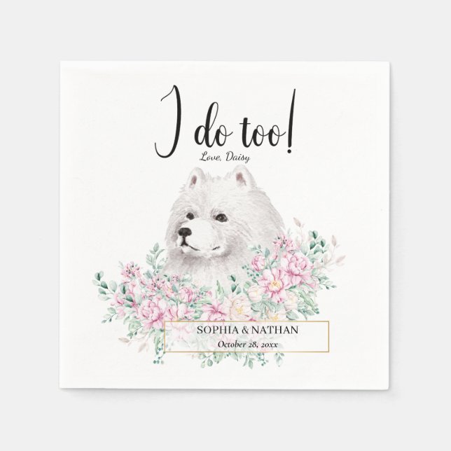 Servilleta De Papel Samoyed Dog Boda Cocktail Napkins (Anverso)