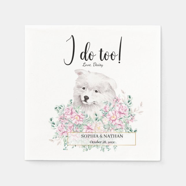 Servilleta De Papel Samoyed Puppy Dog Boda Cocktail Napkins (Anverso)