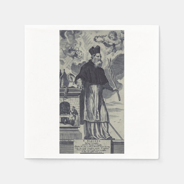 Servilleta De Papel San Albinus de Angers Obispo Premium de la Miseric (Anverso)