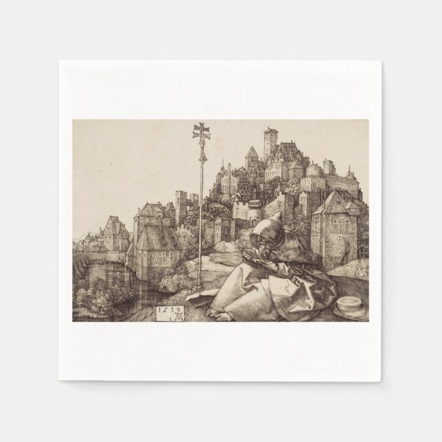 Servilleta De Papel San Antonio leyendo por Albrecht Durer (Anverso)