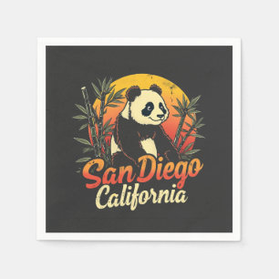 Servilleta De Papel San Diego California Retro Sunset Vintage Panda