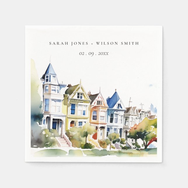 Servilleta De Papel San Francisco Painted Ladies Landscape Wedding (Anverso)