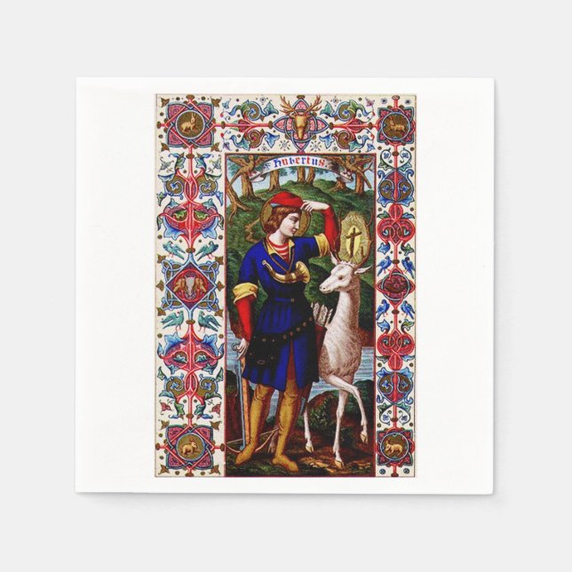 Servilleta De Papel San Huberto de Lieja con el ciervo  (Anverso)