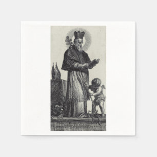 Servilleta De Papel San Patricio Apóstol de Irlanda Arte Monocromo