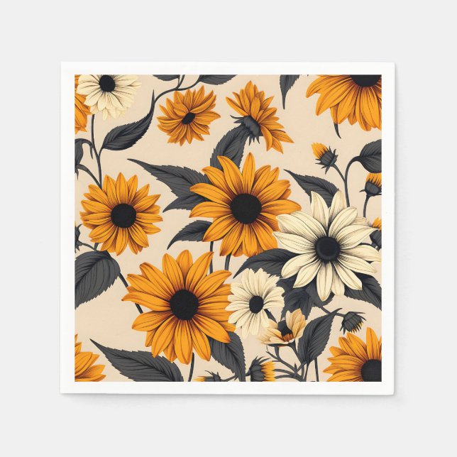 Servilleta De Papel Sánchez Elegante De Ojos Negros En Marrón (Anverso)