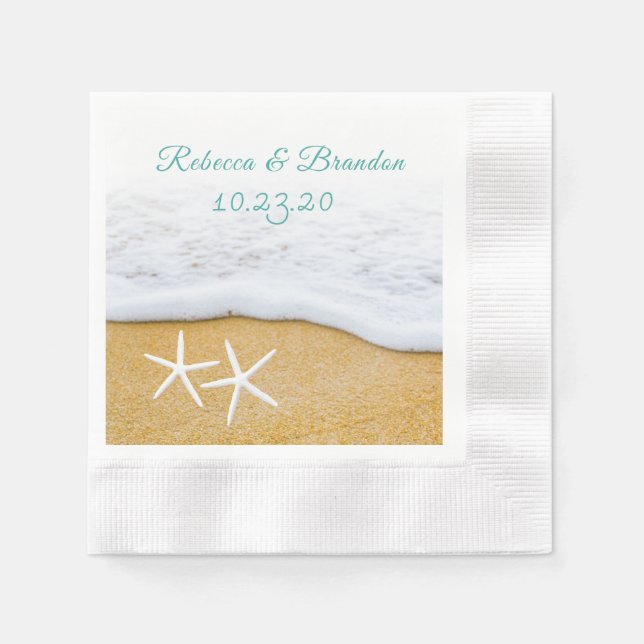 Servilleta De Papel Sand n Surf Starfish Wedding Ducha Personalizado N (Anverso)