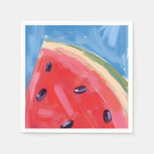 Servilleta De Papel Sandía Roja Pintura de Frutas en Acuarela