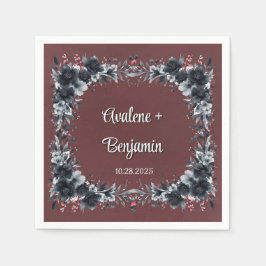 Servilleta De Papel Sangre Rojo Gótico Boda Floral Negro