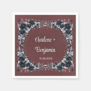 Servilleta De Papel Sangre Rojo Gótico Boda Floral Negro