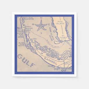 Servilleta De Papel Sanibel Island Florida Map Napkin