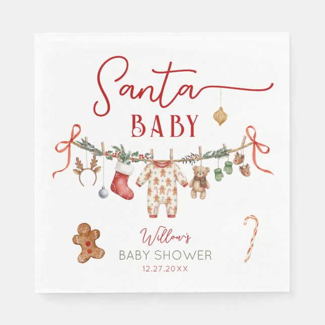 Servilleta De Papel Sant Baby Clothesline Baby Shower Napkins (Anverso)