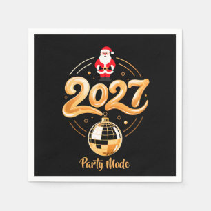 Servilleta De Papel Santa 2027 Modo Fiesta Disco Dorado Navidad