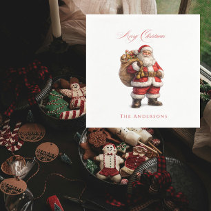 Servilleta De Papel Santa Antiguo Personalizado Feliz Navidad