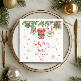 Servilleta De Papel Santa Baby Christmas Baby Shower Napkins Festive