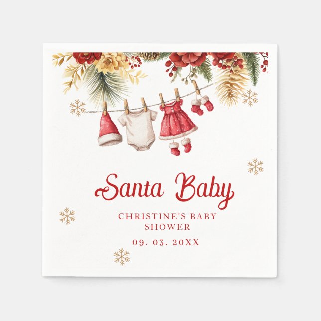 Servilleta De Papel Santa Baby Holiday Winter Christmas Baby Shower (Anverso)