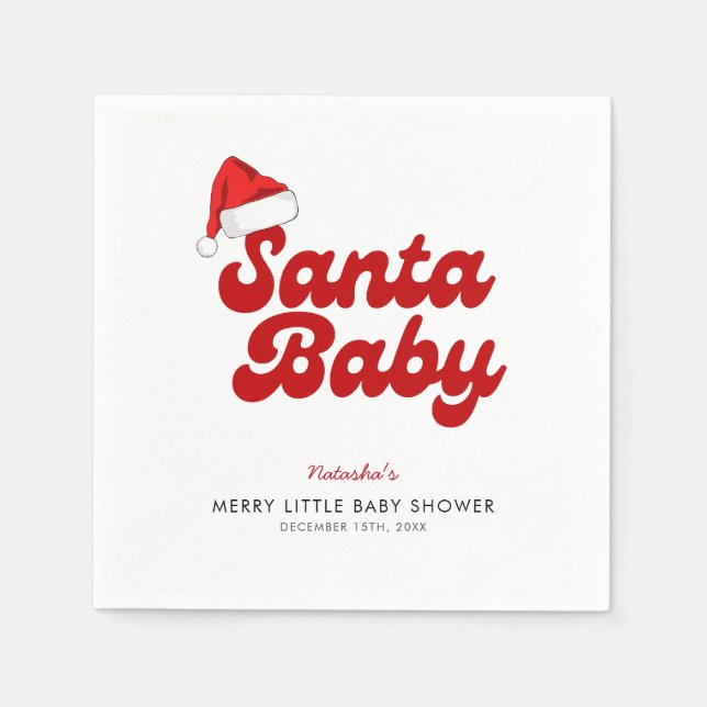 Servilleta De Papel Santa Baby Merry Little Navidad Baby Shower (Anverso)