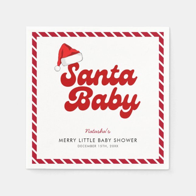 Servilleta De Papel Santa Baby Merry Little Navidad Baby Shower (Anverso)