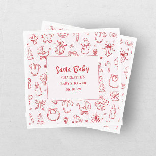 Servilleta De Papel Santa Baby Rojo Rosa Baby Shower de Navidad