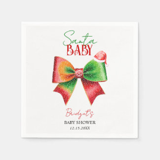Servilleta De Papel Santa Baby shower bow and Santa hat Christmas
