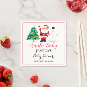 Servilleta De Papel Santa Baby Shower Red Cute simple Gracias