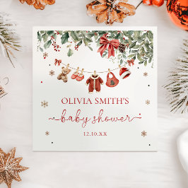 Servilleta De Papel Santa Baby Winter Christmas Baby Shower Napkins