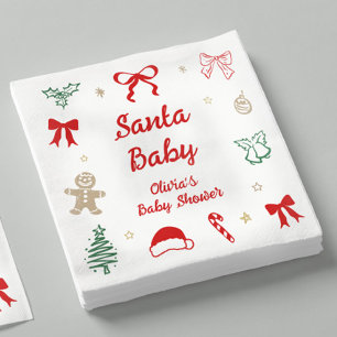 Servilleta De Papel Santa Bebé Dibujado a Mano Invitación de Baby Show