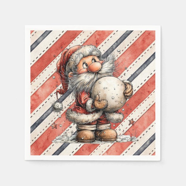 Servilleta De Papel Santa Claus and Giant Snowball (Anverso)