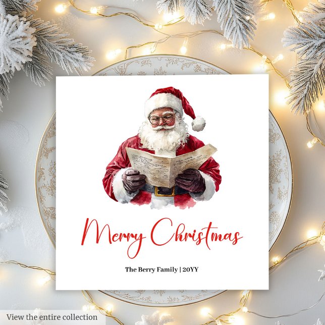 Servilleta De Papel Santa Claus Chic Editable Navidades Navidad Toalla (Chic Santa Claus Trendy Editable Christmas Napkin)