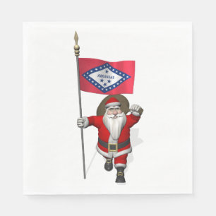 Servilleta De Papel Santa Claus Con Bandera De Arkansas