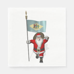 Servilleta De Papel Santa Claus Con Bandera De Delaware