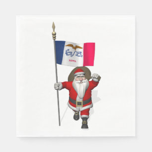 Servilleta De Papel Santa Claus Con Bandera De Iowa