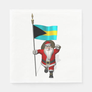 Servilleta De Papel Santa Claus Con Bandera De Las Bahamas