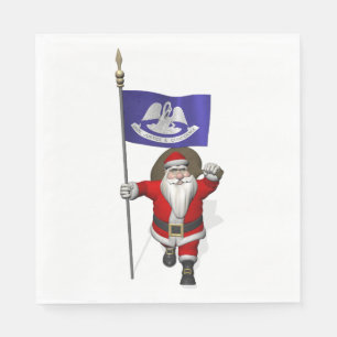 Servilleta De Papel Santa Claus Con Bandera De Luisiana