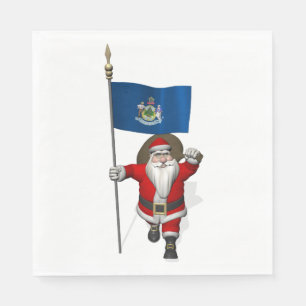 Servilleta De Papel Santa Claus Con Bandera De Maine