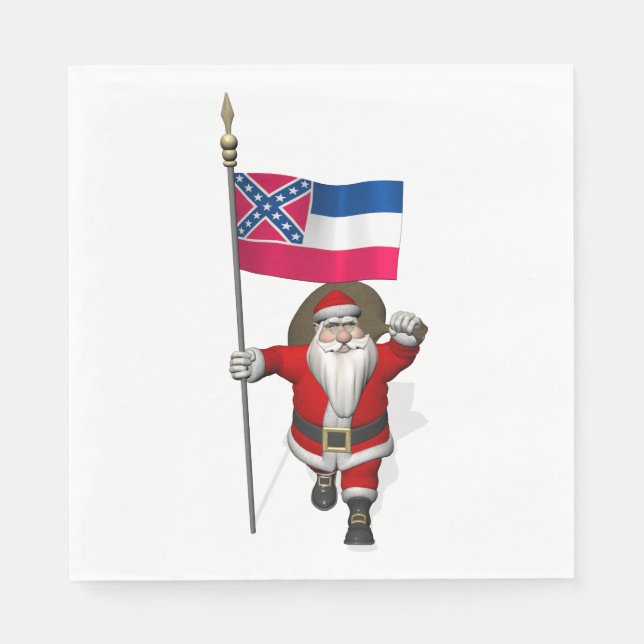 Servilleta De Papel Santa Claus Con Bandera De Misisipi (Anverso)