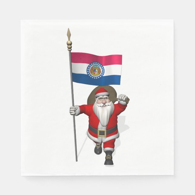 Servilleta De Papel Santa Claus Con Bandera De Misuri (Anverso)