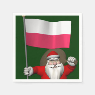 Servilleta De Papel Santa Claus Con Bandera De Polonia