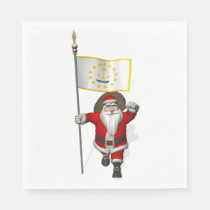 Servilleta De Papel Santa Claus Con Bandera De Rhode Island