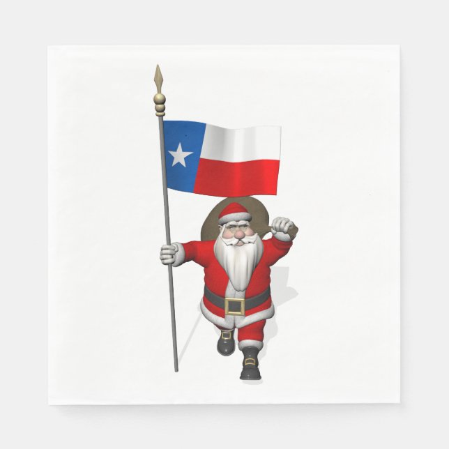 Servilleta De Papel Santa Claus Con Bandera De Texas (Anverso)