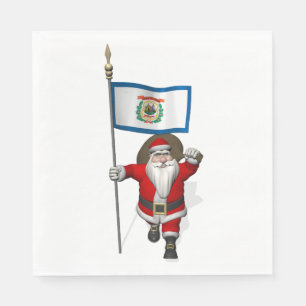 Servilleta De Papel Santa Claus Con Bandera De Virginia Occidental