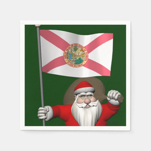 Servilleta De Papel Santa Claus Con El Diseño De Florida (Anverso)