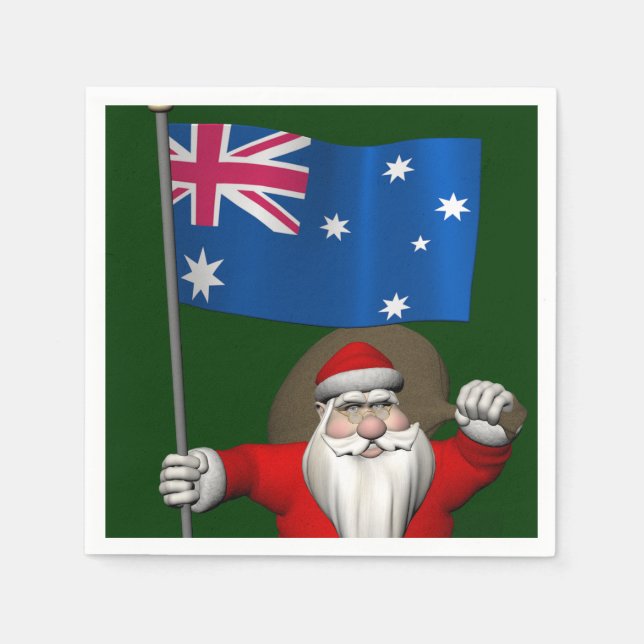 Servilleta De Papel Santa Claus Con El Fin De Australia (Anverso)