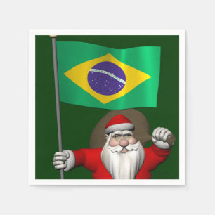 Servilleta De Papel Santa Claus Con El Fin De Brasil