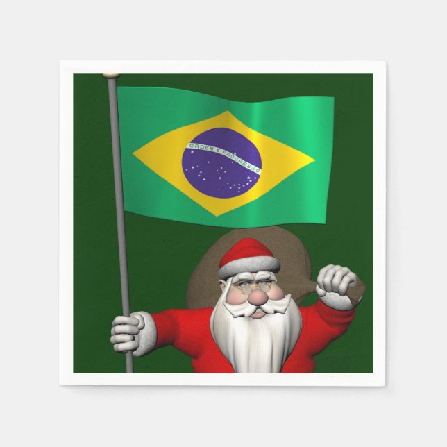 Servilleta De Papel Santa Claus Con El Fin De Brasil (Anverso)