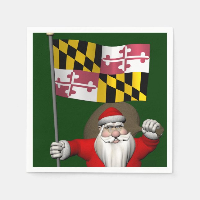 Servilleta De Papel Santa Claus Con El Fin De Maryland (Anverso)
