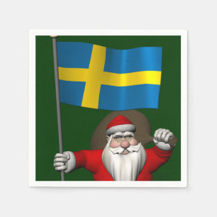 Servilleta De Papel Santa Claus Con El Fin De Suecia