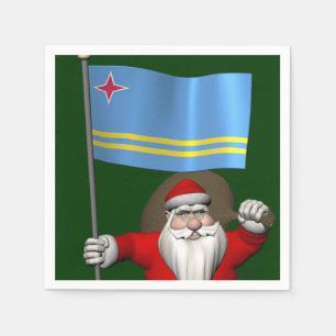 Servilleta De Papel Santa Claus Con El Firme De Aruba