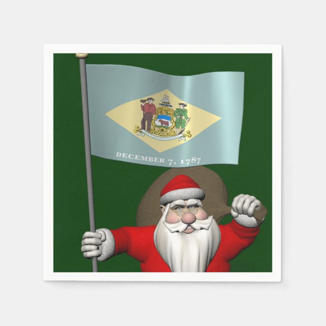 Servilleta De Papel Santa Claus Con El Firme De Delaware (Anverso)