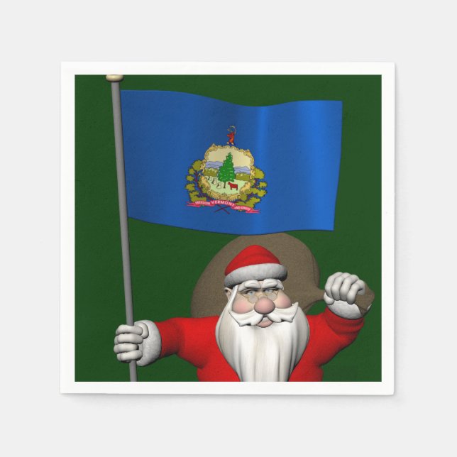 Servilleta De Papel Santa Claus Con El Firme De Vermont (Anverso)