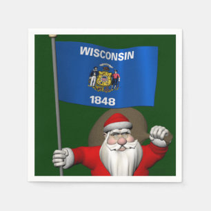 Servilleta De Papel Santa Claus Con El Firme De Wisconsin